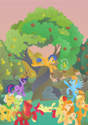 Size: 2059x2912 | Tagged: safe, artist:lavenderrain24, apple bloom, applejack, big macintosh, bright mac, flash sentry, grand pear, granny smith, pear butter, twilight sparkle, oc, oc:harmony star, alicorn, earth pony, pegasus, pony, g4, alicorn oc, alternate scenario, apple, apple bloom's cutie mark, apple family, apple siblings, apple sisters, apple tree, brother and sister, exploitable meme, father and daughter, father and son, father and son-in-law, female, filly, foal, grandmother and grandchild, grandmother and granddaughter, grandmother and grandson, high res, horn, intertwined trees, male, mare, meme, mother and child, mother and daughter, mother and daughter-in-law, mother and son, pear tree, rock, ship:flashlight, shipping, siblings, sisters, stallion, straight, the whole apple family, tree, twilight sparkle (alicorn), wall of tags