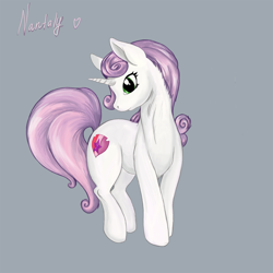 Size: 1280x1280 | Tagged: safe, artist:nantaly, sweetie belle, pony, unicorn, g4, cutie mark, cutie mark crusaders, female, simple background, solo