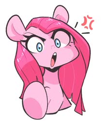 Size: 813x945 | Tagged: safe, artist:sourspot, pinkie pie, earth pony, pony, g4, bust, cross-popping veins, cute, cuteamena, diapinkes, female, looking at you, mare, open mouth, pinkamena diane pie, simple background, solo, white background