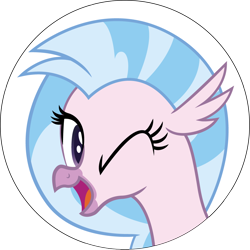 Size: 1000x1000 | Tagged: safe, artist:andrevus, derpibooru exclusive, silverstream, classical hippogriff, hippogriff, g4, cute, diastreamies, female, icon, one eye closed, simple background, solo, transparent background, wink, winking at you