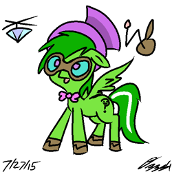 Size: 512x512 | Tagged: safe, artist:ozzyg, oc, oc only, pegasus, pony, bowtie, goggles, hat, solo