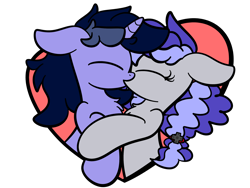 Size: 2560x1920 | Tagged: safe, artist:php142, oc, oc only, oc:cinnabyte, oc:purple flix, earth pony, pony, unicorn, adorkable, cinnabetes, commission, cute, dork, duo, eyes closed, floppy ears, heart, heart background, holiday, kissing, simple background, transparent background, valentine, valentine's day, your character here