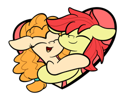 Size: 2560x1920 | Tagged: safe, artist:php142, part of a set, bright mac, pear butter, earth pony, pony, g4, commission, cute, hatless, heart, holiday, missing accessory, simple background, transparent background, valentine's day, valetine, ych result