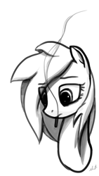 Size: 1586x2820 | Tagged: safe, artist:swegmeiser, oc, oc only, pony, looking down, monochrome, smoking, solo