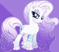 Size: 1024x907 | Tagged: safe, artist:sistervailory, rarity, pony, unicorn, g4, female, g5 concept leak style, g5 concept leaks, gradient mane, gradient tail, hooves, jewelry, mare, rarity (g5 concept leak), redesign, simple background, smiling, solo