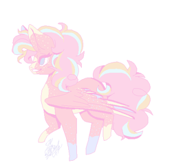 Size: 463x450 | Tagged: safe, artist:deathrosegr1mk1tty, pinkie pie, pegasus, pony, g4, coat markings, colored hooves, g5 concept leak style, g5 concept leaks, multicolored hooves, pegasus pinkie pie, pinkie pie (g5 concept leak), race swap, redesign, spread wings, wings