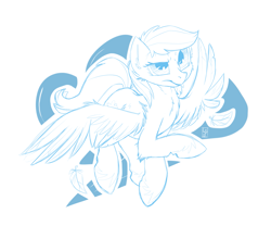 Size: 2683x2236 | Tagged: safe, artist:lucas_gaxiola, rainbow dash, pegasus, pony, g4, confused, female, flying, high res, mare, monochrome, simple background, solo, spread wings, white background, wings
