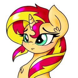 Size: 480x480 | Tagged: safe, artist:altohearts, sunset shimmer, pony, unicorn, g4, bust, chest fluff, cute, ear fluff, female, mare, portrait, shimmerbetes, simple background, solo, white background