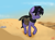 Size: 2834x2125 | Tagged: safe, artist:jubyskylines, oc, oc only, oc:tyrian shade, pony, saddle arabian, unicorn, backstory, bag, desert, high res, journey, magical, purple, saddle bag, sand, travelling