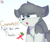 Size: 1737x1472 | Tagged: safe, artist:rainbow eevee, oc, oc only, oc:flow, hybrid, pony, wolf, wolf pony, blue eyes, carrot, floppy ears, food, lidded eyes, male, open mouth, simple background, solo, text, unamused, white background