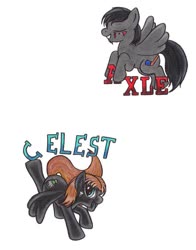 Size: 791x1011 | Tagged: safe, artist:blazelupine, oc, oc only, oc:axle, oc:celest, pegasus, pony, cutie mark, female, male, simple background, traditional art, white background, wings