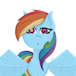 Size: 1000x1000 | Tagged: safe, artist:asiandra dash, rainbow dash, pegasus, pony, g4, crying, crying inside, sad, simple background, staring at you, transparent background