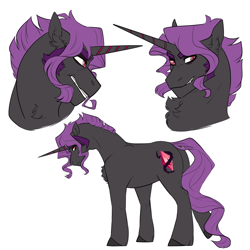 Size: 3000x3000 | Tagged: safe, artist:jeshh, oc, oc only, oc:violet umbral, pony, unicorn, high res, male, offspring, parent:king sombra, parent:rarity, parents:sombrarity, simple background, solo, stallion, white background