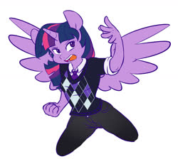 Size: 1280x1146 | Tagged: safe, artist:chub-wub, part of a set, twilight sparkle, alicorn, anthro, g4, argyle, clothes, female, necktie, simple background, solo, sweater, twilight sparkle (alicorn), white background