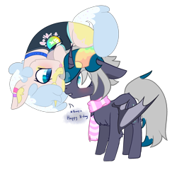 Size: 2500x2500 | Tagged: safe, artist:bublebee123, oc, oc only, oc:elizabat stormfeather, oc:lunar breeze, alicorn, bat pony, bat pony alicorn, pony, unicorn, :p, alicorn oc, bat pony oc, birthday, birthday gift, blushing, boop, chest fluff, clothes, collar, cute, ear fluff, ear piercing, earring, female, high res, horn, jewelry, leg fluff, mare, markings, ocbetes, piercing, rainbow socks, scarf, shirt, simple background, socks, striped socks, t-shirt, tongue out, transparent background