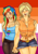 Size: 2480x3508 | Tagged: safe, artist:yukinhishi, applejack, rainbow dash, human, g4, alternate hairstyle, applejack's hat, belt, blushing, breasts, busty applejack, clothes, cowboy hat, ear piercing, earring, eyes closed, female, flannel, freckles, hat, high res, holding hands, humanized, jewelry, lesbian, lesbian pride flag, midriff, open mouth, pants, piercing, pride, pride flag, ship:appledash, shipping, shorts, sweatpants, tank top