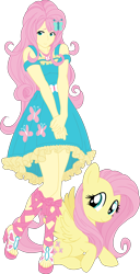 Size: 3073x6000 | Tagged: safe, artist:pink1ejack, fluttershy, butterfly, human, pegasus, pony, equestria girls, g4, absurd resolution, bare shoulders, bishoujo, bow, clothes, cute, dress, human ponidox, humanized, jewelry, sandals, self ponidox, shoulderless, shyabetes, simple background, sitting, spread wings, transparent background, vector, wings