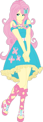 Size: 2111x6000 | Tagged: safe, artist:pink1ejack, fluttershy, butterfly, human, equestria girls, g4, bare shoulders, bishoujo, bow, clothes, cute, dress, female, high res, humanized, jewelry, sandals, shoulderless, shyabetes, simple background, solo, transparent background, vector, wings