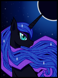 Size: 1200x1600 | Tagged: safe, artist:thescornfulreptilian, nightmare moon, pony, g4, bust, eclipse, female, missing accessory, moon, portrait, solar eclipse, solo