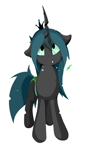 Size: 1456x2336 | Tagged: safe, artist:groomlake, queen chrysalis, changeling, changeling queen, colored, curved horn, cute, cutealis, female, horn, looking up, love, silly, simple, simple background, solo, spots