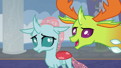 Size: 732x412 | Tagged: safe, screencap, ocellus, thorax, changedling, changeling, g4, school daze, changeling king, cute, diaocelles, female, king thorax, looking at each other, male, thorabetes