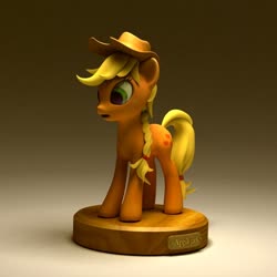 Size: 600x600 | Tagged: safe, artist:oiling, applejack, earth pony, pony, g4, 3d, 3d model, braid, cowboy hat, female, hat, mare, solo