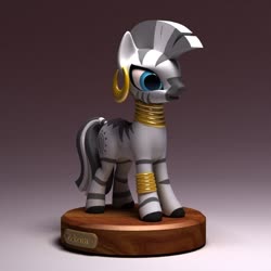 Size: 600x600 | Tagged: safe, artist:oiling, zecora, pony, zebra, g4, 3d, 3d model, female, misspelling, solo