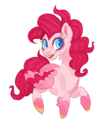 Size: 1087x1280 | Tagged: safe, artist:queenjynxy, pinkie pie, pegasus, pony, g4, female, g5 concept leak style, g5 concept leaks, hooves, mare, pegasus pinkie pie, pinkie pie (g5 concept leak), race swap, redesign, simple background, smiling, solo, transparent background