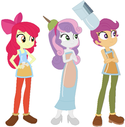 Size: 521x531 | Tagged: safe, artist:selenaede, artist:user15432, apple bloom, scootaloo, sweetie belle, human, equestria girls, g4, alcohol, apple bloom's bow, barely eqg related, base used, bow, clothes, crossover, cuphead, cutie mark crusaders, drink, hair bow, high heels, ice, ice cube, olive, shoes, studio mdhr, the tipsy troop, trio