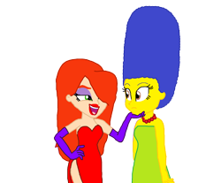 Size: 1800x1491 | Tagged: safe, artist:ktd1993, equestria girls, g4, barely eqg related, crossover, cupping chin, female, flirting, jessica rabbit, lesbian, love, male, marge simpson, margica, simple background, the simpsons, transparent background, who framed roger rabbit