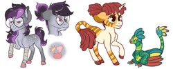 Size: 1024x410 | Tagged: safe, artist:loryska, oc, oc only, oc:clarabelle, oc:niko, earth pony, hybrid, pony, unicorn, zony, adopted offspring, colt, ear fluff, female, filly, glasses, male, offspring, parent:derpy hooves, parent:doctor whooves, parent:sweetie belle, parents:doctorderpy, simple background, vial, white background