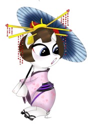 Size: 429x608 | Tagged: safe, artist:sandeline, oc, pony, adorable face, asian, cute, female, geisha, japan, japanese, surprised
