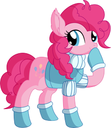 Size: 6090x6976 | Tagged: safe, artist:cyanlightning, pinkie pie, earth pony, pony, g4, .svg available, absurd resolution, clothes, cute, diapinkes, female, gloves, looking at you, mare, simple background, smiling, solo, transparent background, vector, winter outfit