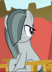 Size: 607x835 | Tagged: safe, screencap, marble pie, earth pony, pony, g4, rock solid friendship, chair, cropped, cute, female, marblebetes, mare, sitting, solo