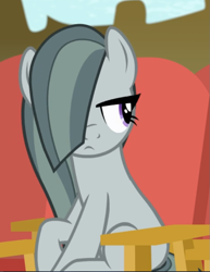 Size: 619x802 | Tagged: safe, screencap, marble pie, earth pony, pony, g4, rock solid friendship, chair, cropped, female, mare, sitting, solo
