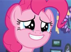 Size: 1267x939 | Tagged: safe, screencap, pinkie pie, earth pony, pony, g4, rock solid friendship, cropped, cute, diapinkes, eye shimmer, female, mare, smiling, solo