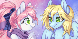 Size: 3000x1500 | Tagged: safe, artist:ls_skylight, oc, oc only, earth pony, pegasus, pony, bust, duo