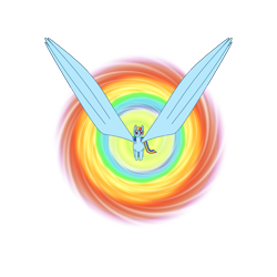 Size: 1477x1477 | Tagged: artist needed, safe, rainbow dash, pegasus, pony, g4, abomination, bad art series, female, impossibly large wings, large wings, looking at you, simple background, solo, sonic rainboom, transparent background, wings