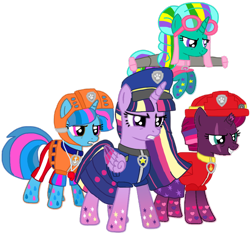 Size: 1026x961 | Tagged: safe, artist:徐詩珮, fizzlepop berrytwist, glitter drops, spring rain, tempest shadow, twilight sparkle, alicorn, pony, unicorn, series:sprglitemplight diary, series:sprglitemplight life jacket days, series:springshadowdrops diary, series:springshadowdrops life jacket days, g4, alternate universe, base used, bisexual, broken horn, clothes, cute, equestria girls outfit, female, flying, glitterbetes, horn, lesbian, lifeguard spring rain, paw patrol, polyamory, rainbow power, rainbow power-ified, ship:glitterlight, ship:glittershadow, ship:sprglitemplight, ship:springdrops, ship:springlight, ship:springshadow, ship:springshadowdrops, ship:tempestlight, shipping, springbetes, tempestbetes, transparent background, twilight sparkle (alicorn)