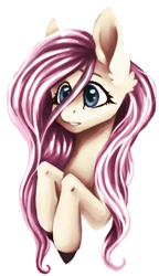 Size: 1024x1775 | Tagged: safe, artist:aineveri, artist:ashen-soul, fluttershy, pony, g4, bust, cute, ear fluff, female, mare, shyabetes, simple background, solo, stray strand, transparent background, white outline