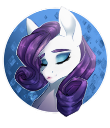 Size: 1024x1185 | Tagged: safe, artist:aineveri, artist:ashen-soul, rarity, pony, g4, bust, eyes closed, eyeshadow, female, lipstick, makeup, mare, missing horn, simple background, smiling, solo, transparent background