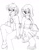 Size: 794x1026 | Tagged: safe, artist:blazelupine, trixie, oc, oc:pickles, equestria girls, g4, boots, breasts, busty trixie, clothes, duo, female, holding hands, hoodie, jacket, male, monochrome, pants, shirt, shoes, simple background, sketch, skirt, traditional art, trikles, white background