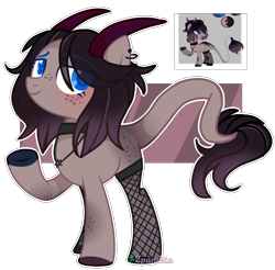 Size: 2313x2273 | Tagged: safe, artist:2pandita, oc, oc only, earth pony, pony, female, high res, horns, mare, simple background, solo, transparent background