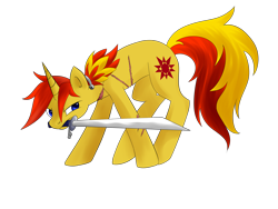Size: 2560x1920 | Tagged: safe, artist:weird--fish, oc, oc only, pony, scar, simple background, solo, sword, transparent background, weapon