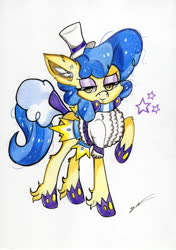 Size: 4920x6972 | Tagged: safe, artist:luxiwind, sapphire shores, earth pony, pony, g4, absurd resolution, female, raised hoof, solo, traditional art