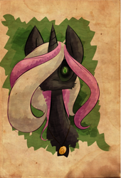 Size: 1981x2913 | Tagged: safe, artist:weird--fish, oc, oc only, pony, unicorn, amulet, bust, creepy, female, jewelry, mare, solo