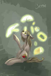 Size: 1920x2860 | Tagged: safe, artist:weird--fish, oc, oc only, pony, abacus, book, chess piece, magic, paper, pencil, rubik's cube, solo, telekinesis