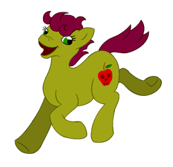 Size: 857x828 | Tagged: safe, artist:chili19, oc, oc:poison apple, earth pony, pony, female, mare, open mouth, running, simple background, smiling, transparent background, underhoof