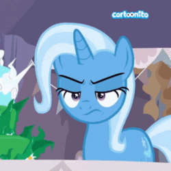 Size: 498x498 | Tagged: safe, screencap, trixie, pony, unicorn, g4, season 9, student counsel, angry, animated, cartoonito logo, cropped, cross-popping veins, cute, diatrixes, ears back, faic, female, frown, gif, madorable, solo, vein, vein bulge