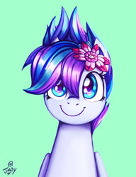 Size: 954x1243 | Tagged: safe, artist:jowyb, oc, oc only, pegasus, pony, flower, flower in hair, solo